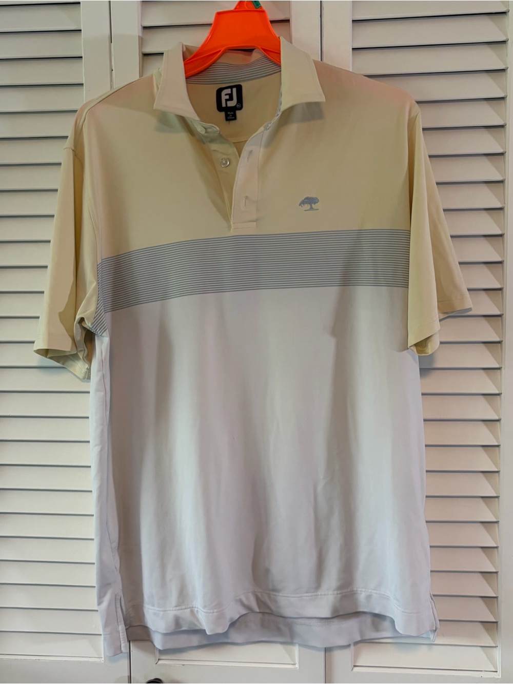 FootJoy Two-Tone Cream and White Short-Sleeve Golf Polo